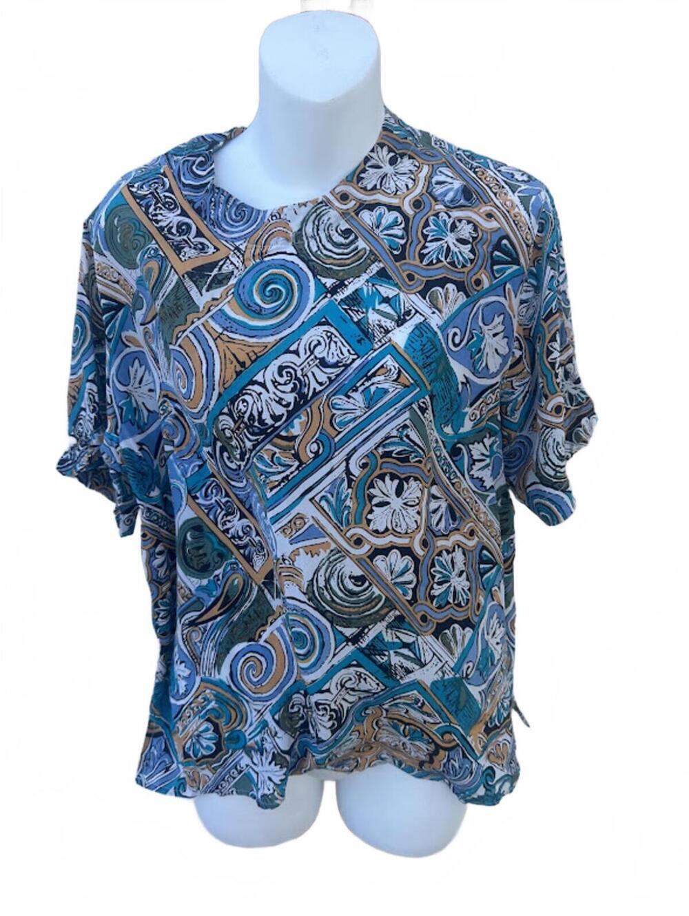 Douglass Silk Abstract Print Blouse Medium
